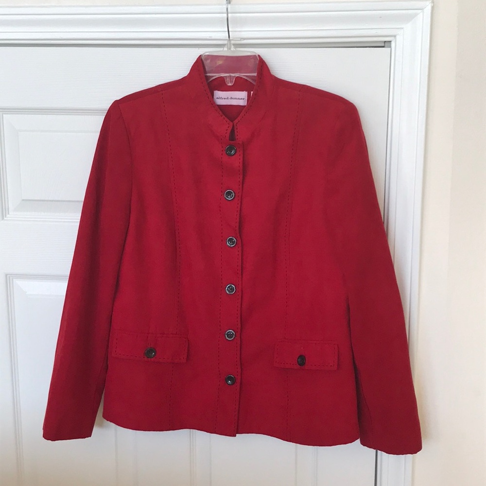 Beautiful soft faux suede red blazer jacket